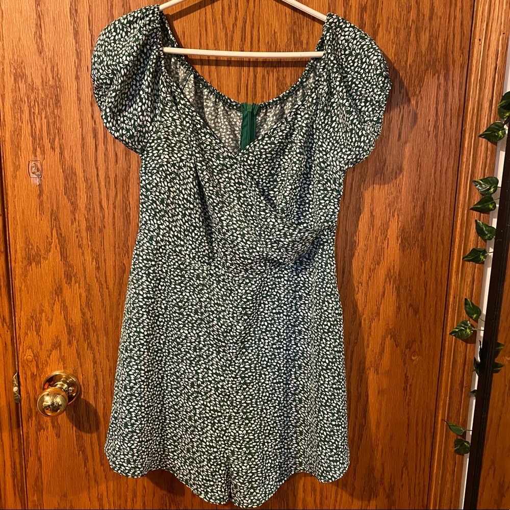 Puff Sleeve Wrap Style Romper